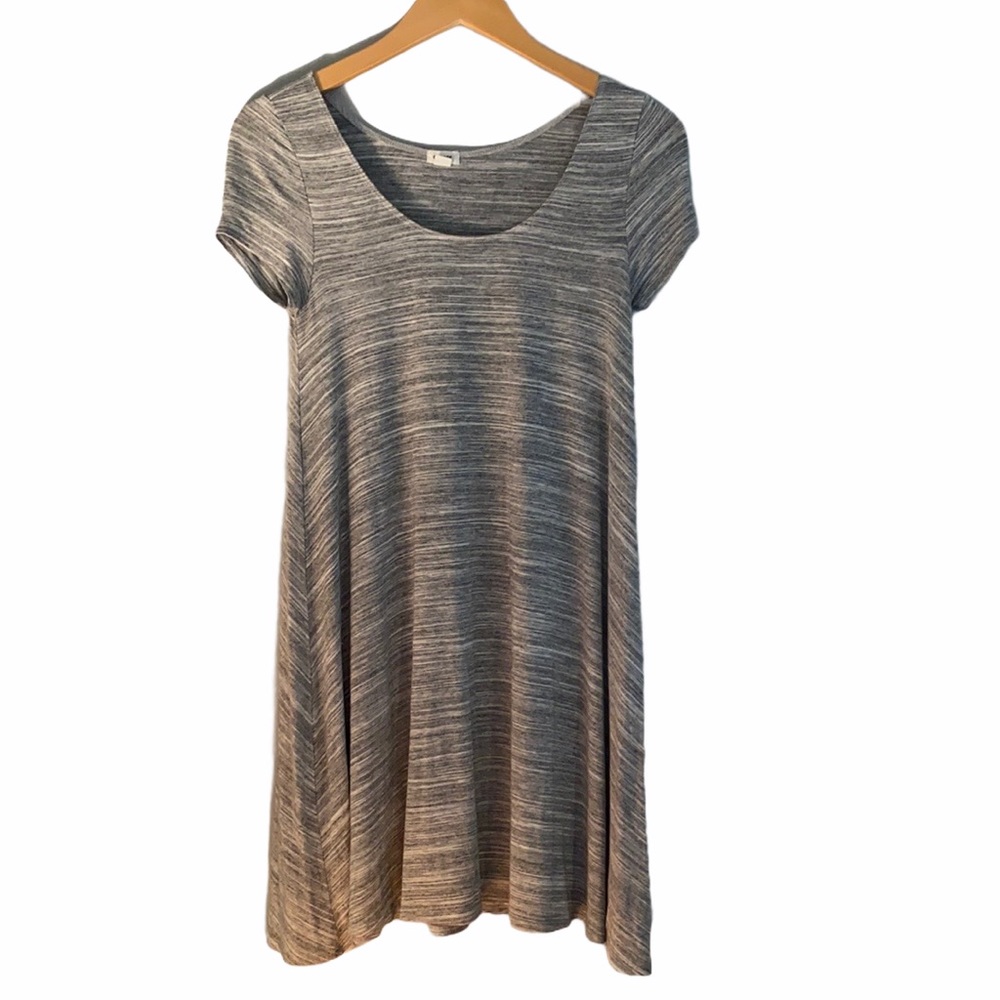 Garage Gray & White Scoop Neck Tee Shirt Dress